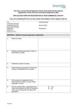 Application for Registration of Society