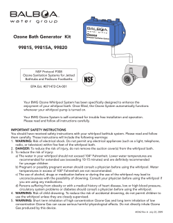 Ozone Bath Generator Kit 99815, 99815A, 99820