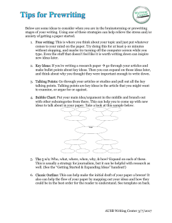 AUSB Writing Center 3/7/2017 Below are some ideas to consider