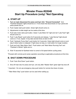 Minister Press Start Up Procedure