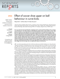 Effect of soccer shoe upper on ball behaviour in curve kicks