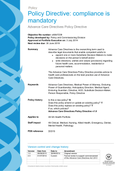 SA Health Advance Care Directives Policy Directive