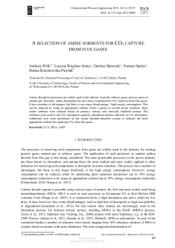 a selection of amine sorbents for co2 capture from flue gases
