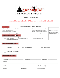 Ladakh Marathon Sunday 8 th September 2013, LEH, LADAKH