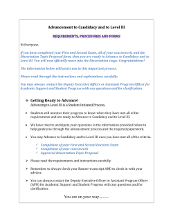 Advancement to Candidacy and Level III