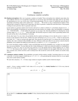 Handout 16 Continuous random variables