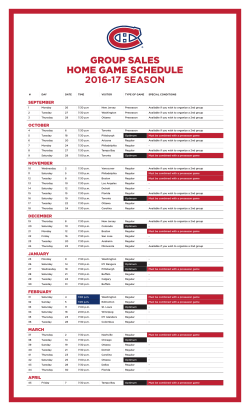GROUP SALES HOME GAME SCHEDULE 2016