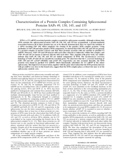 Characterization of a Protein Complex Containing Spliceosomal