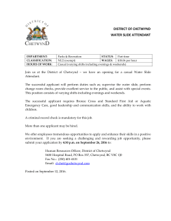 DISTRICT OF CHETWYND WATER SLIDE ATTENDANT