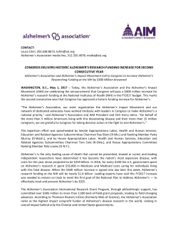 Congress Delivers Historic Alzheimer`s Research Funding Increase