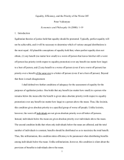 Equality, Efficiency, and the Priority of the Worse Off