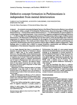 Defective concept formation in Parkinsonians is independent