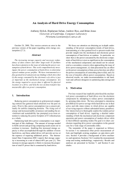 An Analysis of Hard Drive Energy Consumption