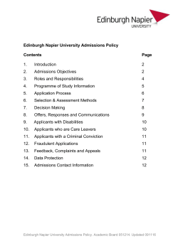 Edinburgh Napier Admissions Policy