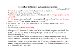 Formal definitions of alphabets and strings