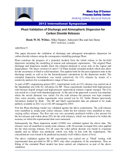 Phast Validation of Discharge and Atmospheric Dispersion for