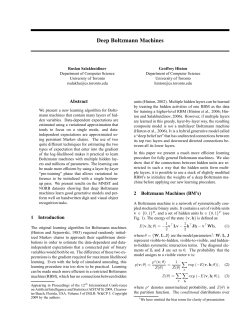 Deep Boltzmann Machines - Department of Statistical Sciences