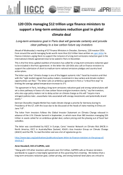 to the media release - Investor Platform for Climate Actions
