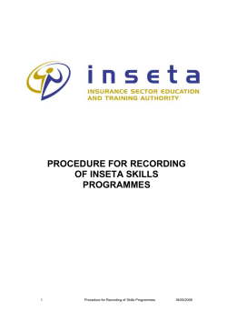 Procedure for recording of INSETA Skills Programmes