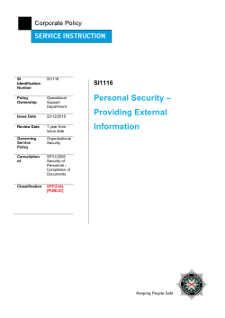 Personal Security &ndash; Providing External Information
