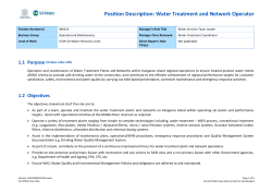 Position Description: Water Treatment and Network Operator