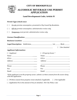 ALCOHOLIC BEVERAGE USE PERMIT APPLICATION