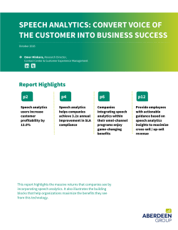 Speech Analytics: Convert Voice of the Custromer into Business