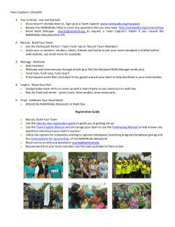 Team Captain`s Checklist 1. You`re Hired: Lets Get