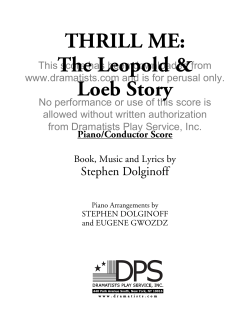 thrill me&mdash;perusal score - Dramatists Play Service, Inc.