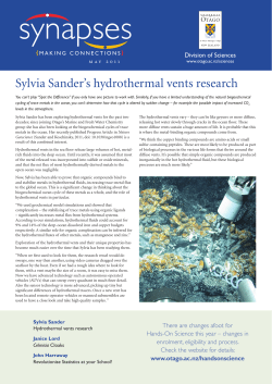 Sylvia Sander`s hydrothermal vents research