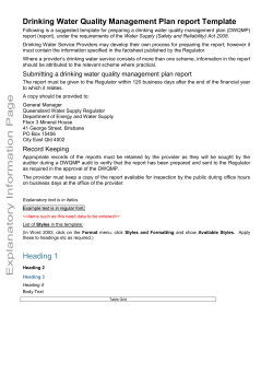 DWQMP reporting template - Department of Energy and Water Supply