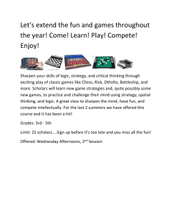 Let`s extend the fun and games throughout the year! Come! Learn