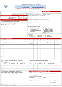 Adverse Drug Reactions Form