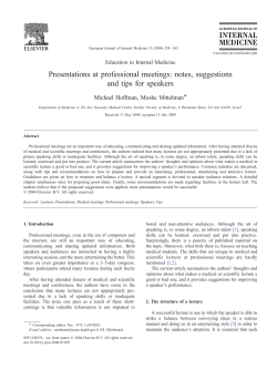 Presentations at professional meetings: notes, suggestions and tips