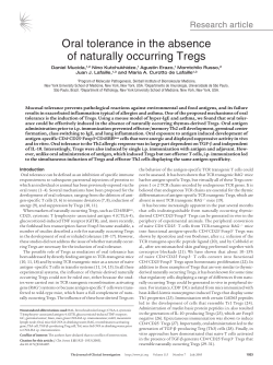 Oral tolerance in the absence of naturally occurring Tregs