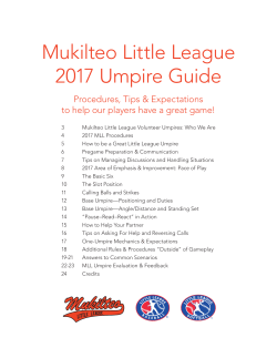 Mukilteo Little League 2017 Umpire Guide
