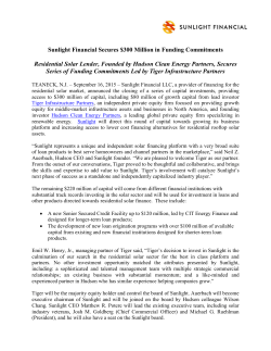 Tiger Infrastructure is Lead Investor in Sunlight Financial