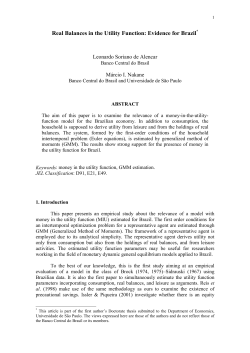 Real Balances in the Utility Function: Evidence for Brazil*