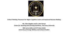 Critical Thinking: Processes for Higher Cognitive Levels and