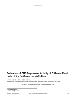 Evaluation of CNS Depressant Activity of Different Plant parts of