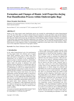 Formation and Changes of Humic Acid Properties during Peat