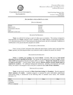 PSYCHOEDUCATIONAL EVALUATION