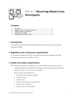 SOP 4.1: Receiving Wastes from Participants
