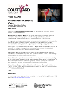 PRESS RELEASE National Dance Company Wales