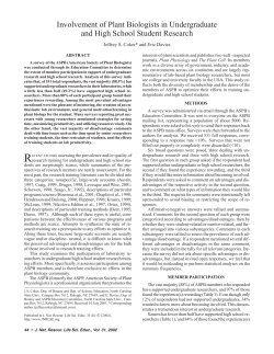 Involvement of Plant Biologists in Undergraduate and High School