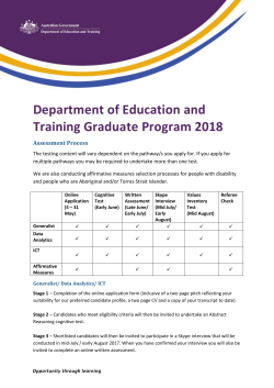 Department of Education and Training Graduate Program 2018