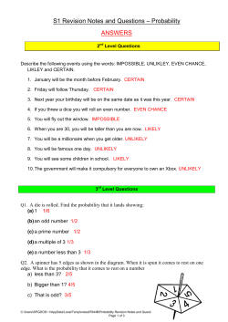 S1 Revision Notes and Questions – Probability