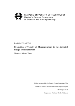 Evaluation of Toxicity of Pharmaceuticals to the Activated Sludge