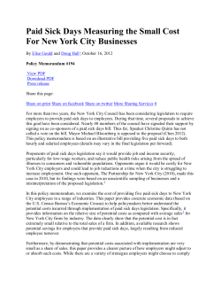 Paid Sick Days Measuring the Small Cost For