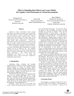 Effects of handling real objects and avatar fidelity on cognitive task
